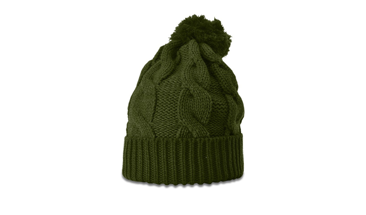 141CO | CHUNK TWIST KNIT BEANIE WITH CUFF & POM - CLOSEOUT