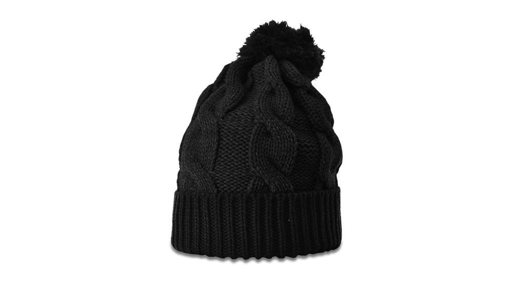 141CO | CHUNK TWIST KNIT BEANIE WITH CUFF & POM - CLOSEOUT