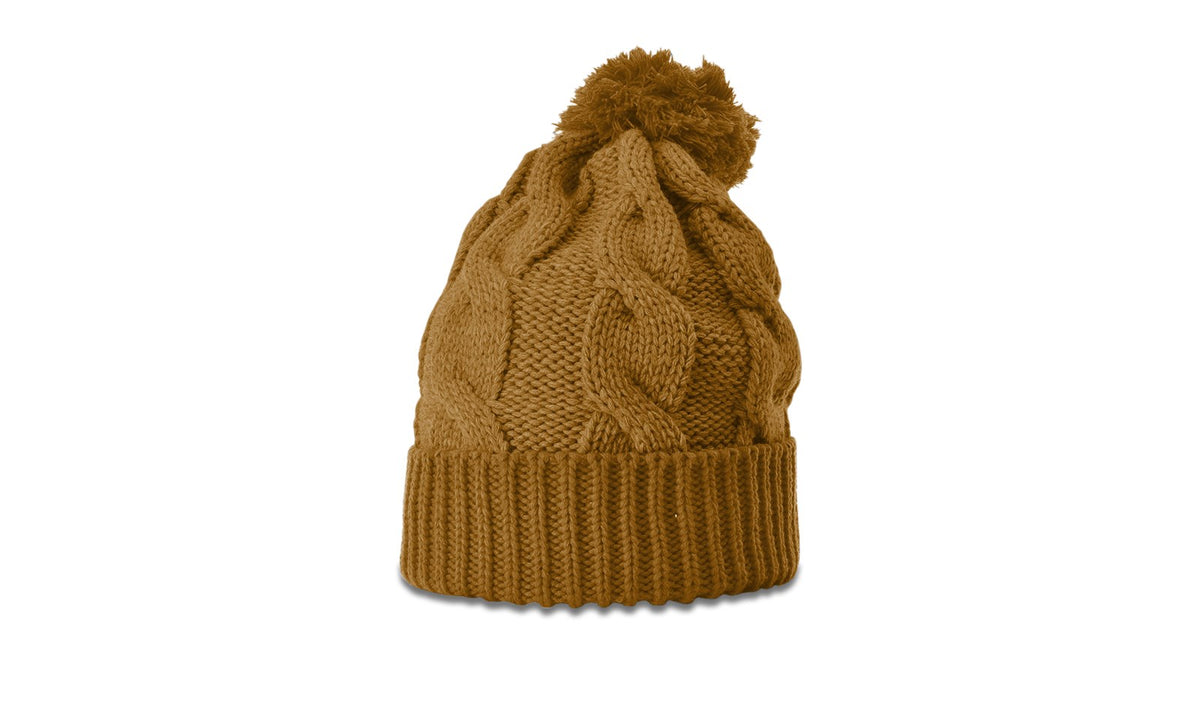 141CO | CHUNK TWIST KNIT BEANIE WITH CUFF & POM - CLOSEOUT