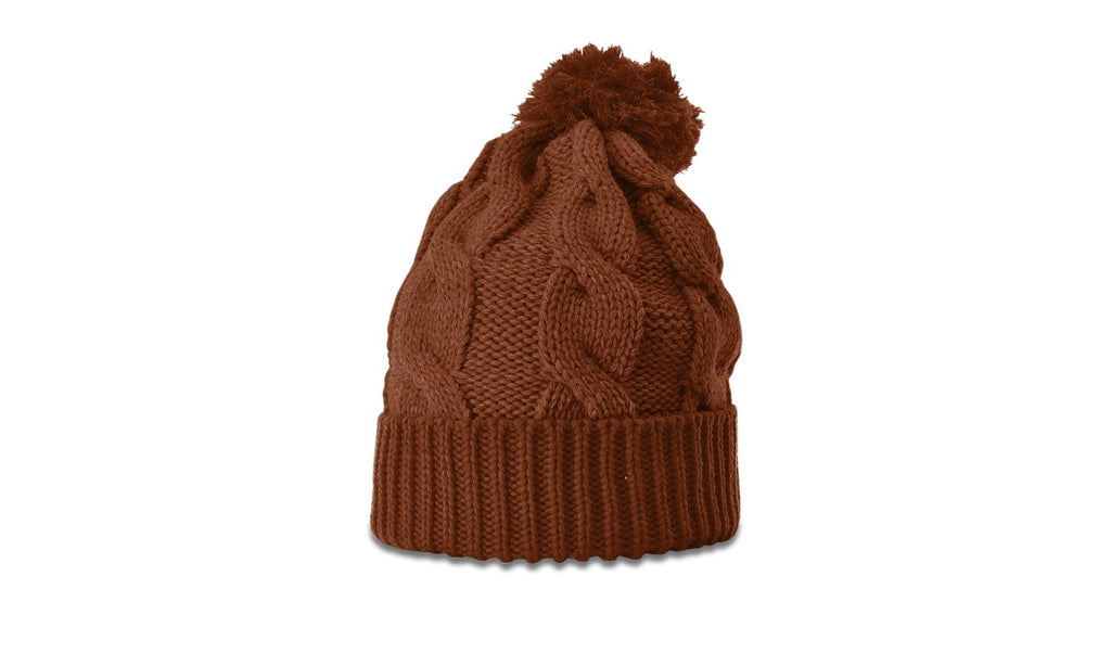 141CO | CHUNK TWIST KNIT BEANIE WITH CUFF & POM - CLOSEOUT