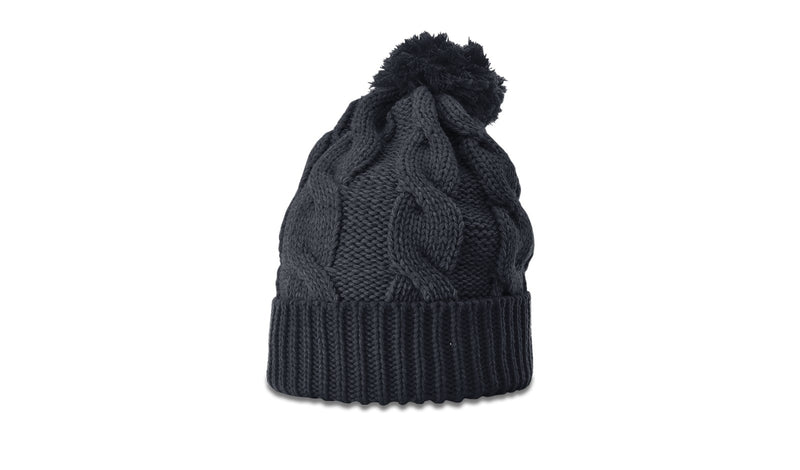 141CO | CHUNK TWIST KNIT BEANIE WITH CUFF & POM - CLOSEOUT