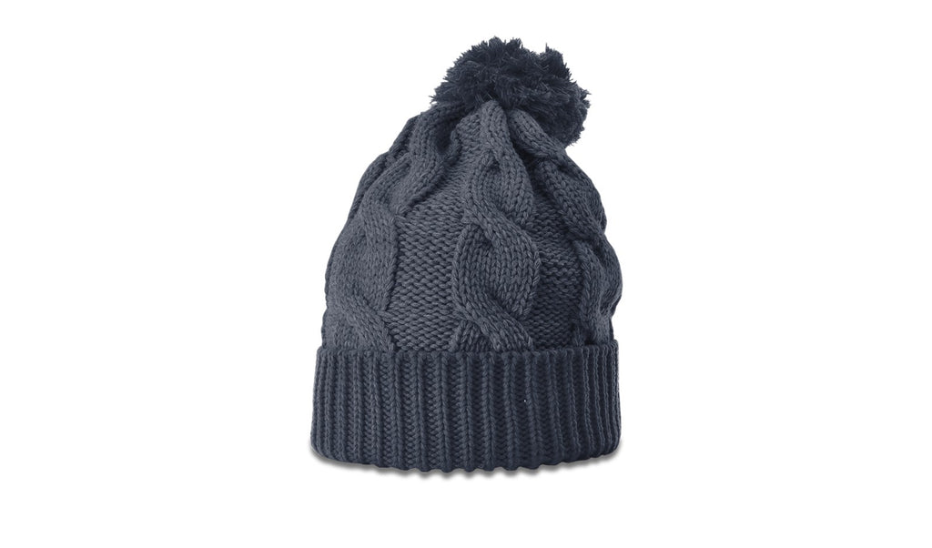 141CO | CHUNK TWIST KNIT BEANIE WITH CUFF & POM - CLOSEOUT