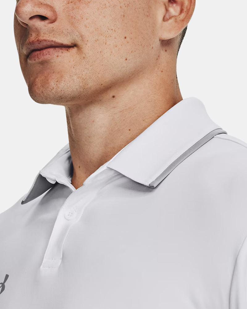 Under Armour Team Tipped – Polo para Hombre Blanco con Gris