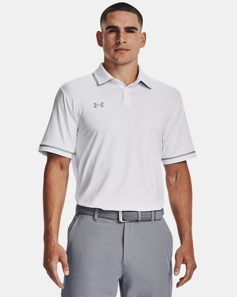 Under Armour Team Tipped – Polo para Hombre Blanco con Gris
